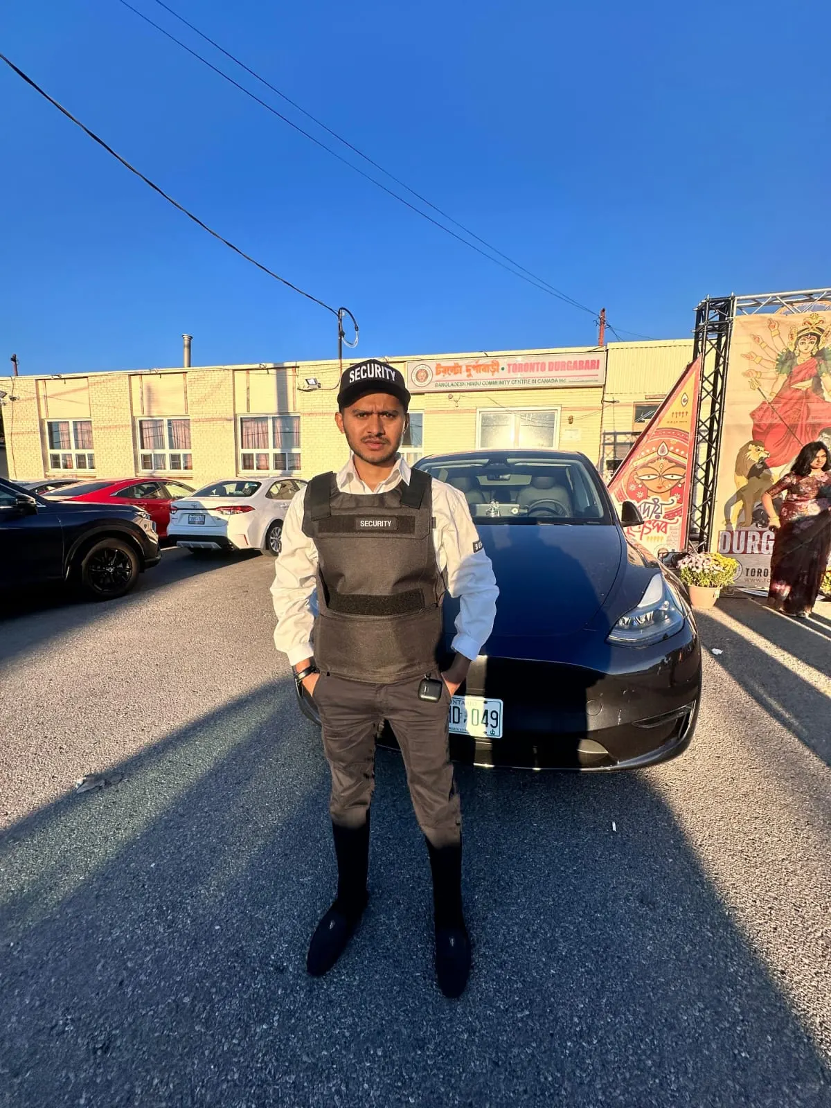 Officer controlling a parking lot
